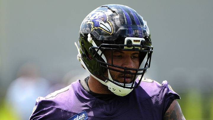 Jul 29, 2026; Owings Mills, MD, USA; Baltimore Ravens lineman Jovaughn Gwyn (54) during practice at the Under Armour Performance Center. Mandatory Credit: Mitch Stringer-Imagn Images Jul 29, 2026; Owings Mills, MD, USA; Baltimore Ravens lineman Jovaughn Gwyn (54) during practice at the Under Armour Performance Center. Mandatory Credit: Mitch Stringer-Imagn Images