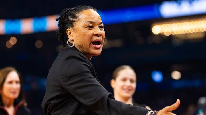Apr 3, 2026; Phoenix, AZ, USA; South Carolina Gamecocks head coach Dawn Staley against the UConn Huskies during the semifinal of the Final Four of the women's 2026 NCAA Tournament at Mortgage Matchup Center. Mandatory Credit: Mark J. Rebilas-Imagn Images Apr 3, 2026; Phoenix, AZ, USA; South Carolina Gamecocks head coach Dawn Staley against the UConn Huskies during the semifinal of the Final Four of the women's 2026 NCAA Tournament at Mortgage Matchup Center. Mandatory Credit: Mark J. Rebilas-Imagn Images