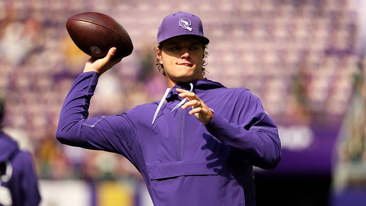Sep 13, 2026; Minneapolis, Minnesota, USA; Minnesota Vikings quarterback J.J. McCarthy (9) warms up before the game against the Green Bay Packers at U.S. Bank Stadium. Mandatory Credit: Matt Krohn-Imagn Images Sep 13, 2026; Minneapolis, Minnesota, USA; Minnesota Vikings quarterback J.J. McCarthy (9) warms up before the game against the Green Bay Packers at U.S. Bank Stadium. Mandatory Credit: Matt Krohn-Imagn Images
