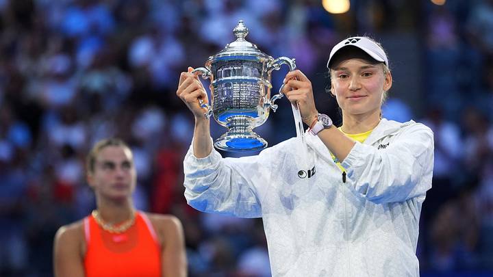 Tennis - U.S. Open - Flushing Meadows, New York, United States - September 12, 2026 Kazakhstan's Elena Rybakina celebrates with the winner's trophy after her final match against Belarus' Aryna Sabalenka IMAGN IMAGES via Reuters/Robert Deutsch Tennis - U.S. Open - Flushing Meadows, New York, United States - September 12, 2026 Kazakhstan's Elena Rybakina celebrates with the winner's trophy after her final match against Belarus' Aryna Sabalenka IMAGN IMAGES via Reuters/Robert Deutsch