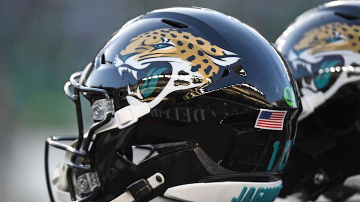 Nov 3, 2024; Philadelphia, Pennsylvania, USA; Jacksonville Jaguars helmets on the sidelines against the Philadelphia Eagles at Lincoln Financial Field. Mandatory Credit: Eric Hartline-Imagn Images Nov 3, 2024; Philadelphia, Pennsylvania, USA; Jacksonville Jaguars helmets on the sidelines against the Philadelphia Eagles at Lincoln Financial Field. Mandatory Credit: Eric Hartline-Imagn Images
