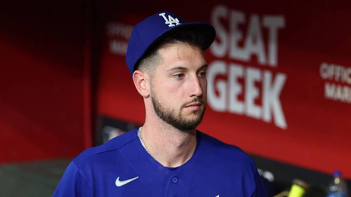 Jun 1, 2026; Phoenix, Arizona, USA; Los Angeles Dodgers outfielder Kyle Tucker against the Arizona Diamondbacks at Chase Field. Mandatory Credit: Mark J. Rebilas-Imagn Images