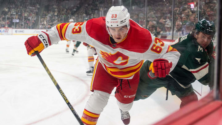 Dec 14, 2023; Saint Paul, Minnesota, USA; Calgary Flames center Adam Ruzicka