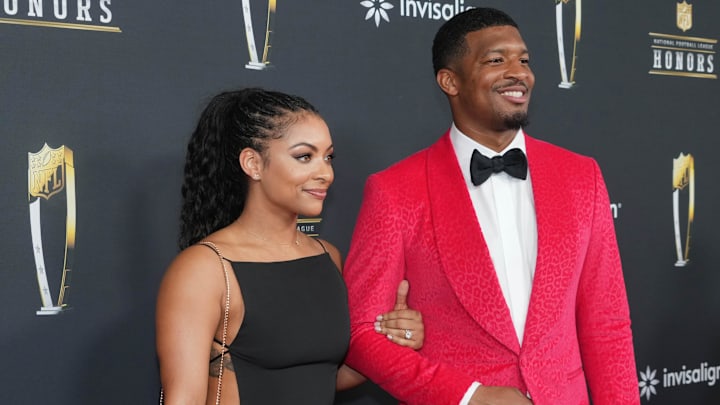 Jameis Winston and his wife Brieon Winston on the red carpet before Super Bowl LIX NFL Honors Jameis Winston and his wife Brieon Winston on the red carpet before Super Bowl LIX NFL Honors
