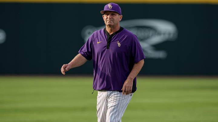LSU coach Jay Johnson walks on the field before a 2026 game LSU coach Jay Johnson walks on the field before a 2026 game