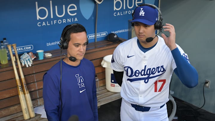 Shohei Ohtani durante una entrevista para la cadena ESPN 