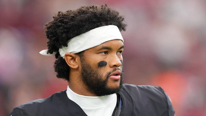 Oct 5, 2025; Glendale, Arizona, USA; Arizona Cardinals quarterback Kyler Murray (1) warms up before their game against the Tennessee Titans at State Farm Stadium. Mandatory Credit: Joe Camporeale-Imagn Images