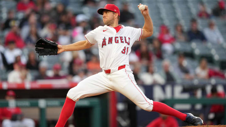 Jun 3, 2024; Anaheim, California, USA; Los Angeles Angels pitcher Tyler Anderson (31) throws in the second inning against the San Diego Padres at Angel Stadium. Jun 3, 2024; Anaheim, California, USA; Los Angeles Angels pitcher Tyler Anderson (31) throws in the second inning against the San Diego Padres at Angel Stadium.