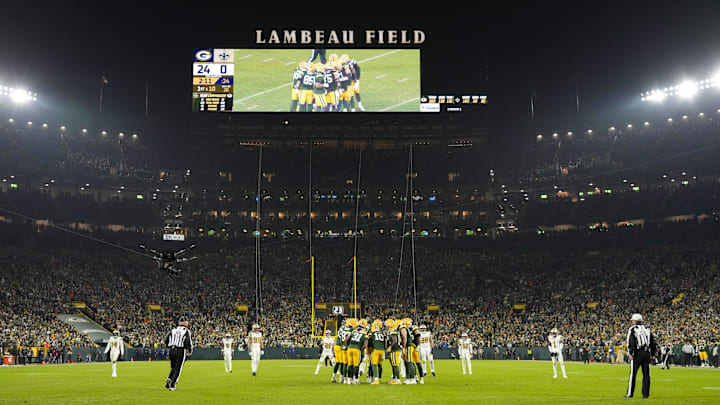 General view of Lambeau Field during the game between the Green Bay Packers and New Orleans Saints. 