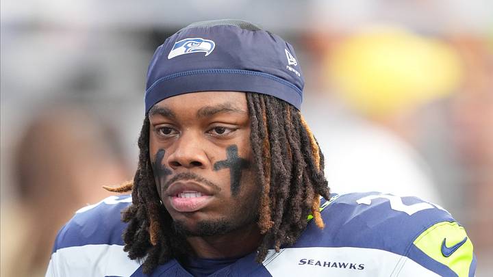 Seattle Seahawks running back Emanuel Wilson looks on from the sideline