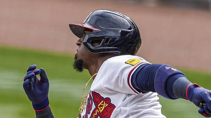 May 24, 2026; Cumberland, Georgia, USA; Atlanta Braves second baseman Ozzie Albies (1) hits a single against the Washington Nationals during the first inning at Truist Park. Mandatory Credit: Dale Zanine-Imagn Images May 24, 2026; Cumberland, Georgia, USA; Atlanta Braves second baseman Ozzie Albies (1) hits a single against the Washington Nationals during the first inning at Truist Park. Mandatory Credit: Dale Zanine-Imagn Images