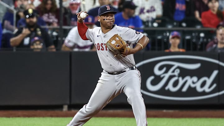 Sep 3, 2024; New York City, New York, USA;  Boston Red Sox third baseman Rafael Devers (11) at Citi Field. Mandatory Credit: Wendell Cruz-Imagn Images