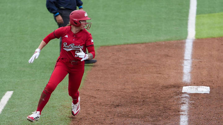 Texas Tech's Kaitlyn Terry heads for home against Baylor during a Big 12 Conference softball game, Friday, May 1, 2026, at Tracy Sellers Field.