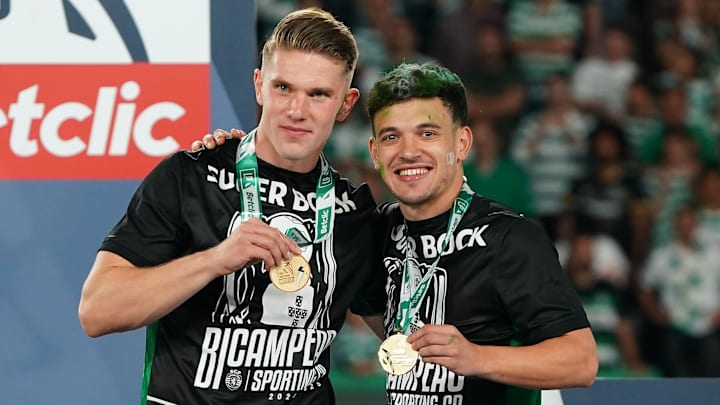 Viktor Gyökeres (left) won two league titles with Pedro Gonçalves at Sporting CP.
