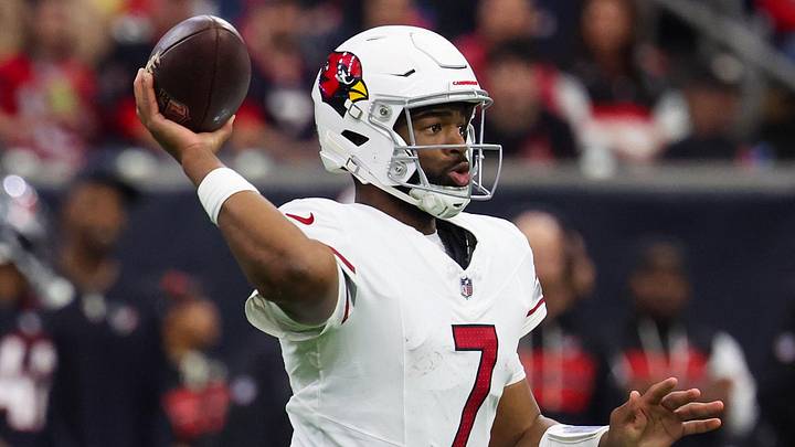 Dec 14, 2025; Houston, Texas, USA; Arizona Cardinals quarterback Jacoby Brissett (7) drops back to pass against the Houston Texans in the third quarter at NRG Stadium. Mandatory Credit: Thomas Shea-Imagn Images Dec 14, 2025; Houston, Texas, USA; Arizona Cardinals quarterback Jacoby Brissett (7) drops back to pass against the Houston Texans in the third quarter at NRG Stadium. Mandatory Credit: Thomas Shea-Imagn Images