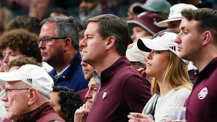 Texas A&M Aggies athletic director Trev Alberts looks on in the first half against the Houston Cougars in the second round of the 2024 NCAA Tournament at FedExForum.