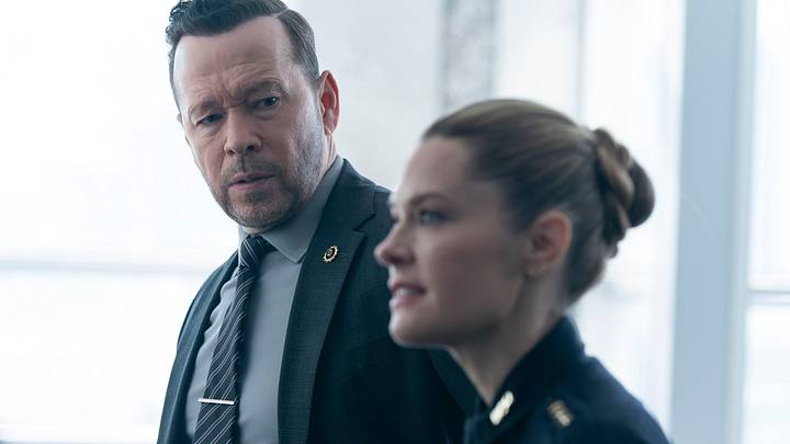 "Blood Chemistry" - BOSTON BLUE. Pictured L to R: Donnie Wahlberg as Danny Reagan and Maggie Lawson as Sarah Silver. 