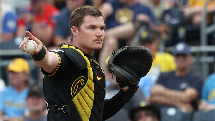 Jul 11, 2026; Pittsburgh, Pennsylvania, USA; Pittsburgh Pirates catcher Henry Davis (32) asks for an appeal to third base on a check swing by Milwaukee Brewers second baseman Brice Turang (not pictured) during the ninth inning at PNC Park. Mandatory Credit: Charles LeClaire-Imagn Images Jul 11, 2026; Pittsburgh, Pennsylvania, USA; Pittsburgh Pirates catcher Henry Davis (32) asks for an appeal to third base on a check swing by Milwaukee Brewers second baseman Brice Turang (not pictured) during the ninth inning at PNC Park. Mandatory Credit: Charles LeClaire-Imagn Images