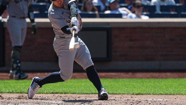 May 17, 2026; New York City, New York, USA; New York Yankees shortstop Anthony Volpe (11) singles during the sixth inning against the New York Mets at Citi Field. Mandatory Credit: Vincent Carchietta-Imagn Images May 17, 2026; New York City, New York, USA; New York Yankees shortstop Anthony Volpe (11) singles during the sixth inning against the New York Mets at Citi Field. Mandatory Credit: Vincent Carchietta-Imagn Images
