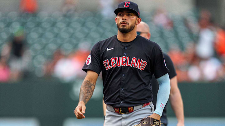 Jun 26, 2024; Baltimore, Maryland, USA; Cleveland Guardians third base Gabriel Arias (13) looks on before the game between the Baltimore Orioles and the Cleveland Guardians at Oriole Park at Camden Yards. Mandatory Credit: Reggie Hildred-Imagn Images Jun 26, 2024; Baltimore, Maryland, USA; Cleveland Guardians third base Gabriel Arias (13) looks on before the game between the Baltimore Orioles and the Cleveland Guardians at Oriole Park at Camden Yards. Mandatory Credit: Reggie Hildred-Imagn Images