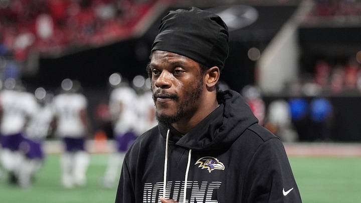 Baltimore Ravens quarterback Lamar Jackson (8) during the second quarter against the Atlanta Falcons at Mercedes-Benz Stadium. Baltimore Ravens quarterback Lamar Jackson (8) during the second quarter against the Atlanta Falcons at Mercedes-Benz Stadium.