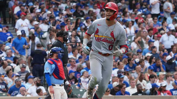 Jul 3, 2026; Chicago, Illinois, USA; St. Louis Cardinals shortstop Masyn Winn (0) runs the bases after hitting a three-run home run against the Chicago Cubs during the fourth inning at Wrigley Field. Mandatory Credit: David Banks-Imagn Images Jul 3, 2026; Chicago, Illinois, USA; St. Louis Cardinals shortstop Masyn Winn (0) runs the bases after hitting a three-run home run against the Chicago Cubs during the fourth inning at Wrigley Field. Mandatory Credit: David Banks-Imagn Images
