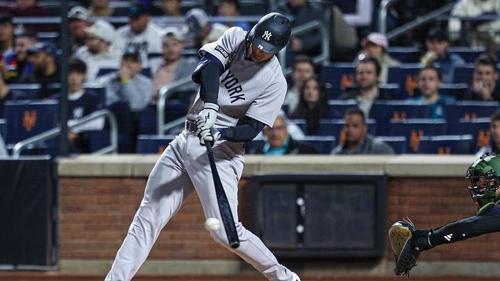 May 15, 2026; New York City, New York, USA; New York Yankees right fielder Spencer Jones (78) singles during the fourth inning against the New York Mets at Citi Field. Mandatory Credit: Vincent Carchietta-Imagn Images