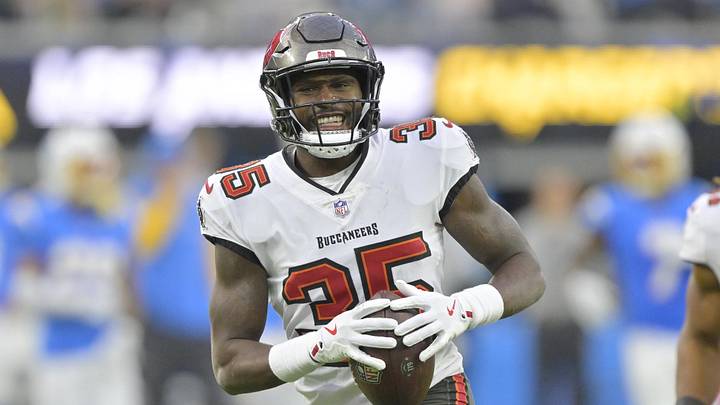 Dec 15, 2024; Inglewood, California, USA; Tampa Bay Buccaneers cornerback Jamel Dean (35) celebrates after a fumble recovery in the second half against the Los Angeles Chargers at SoFi Stadium. Mandatory Credit: Jayne Kamin-Oncea-Imagn Images Dec 15, 2024; Inglewood, California, USA; Tampa Bay Buccaneers cornerback Jamel Dean (35) celebrates after a fumble recovery in the second half against the Los Angeles Chargers at SoFi Stadium. Mandatory Credit: Jayne Kamin-Oncea-Imagn Images