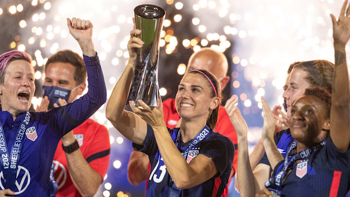 Alex Morgan and the USWNT celebrate their 2021 SheBelieves Cup triumph