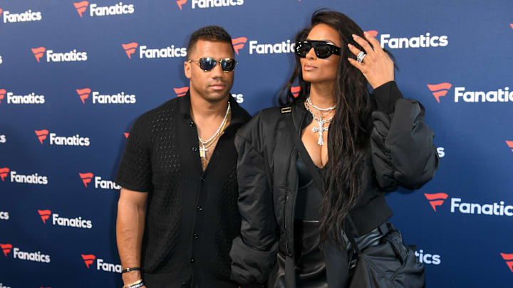 Russell Wilson and Ciara at the Fantatics Super Bowl Party. Russell Wilson and Ciara at the Fantatics Super Bowl Party.