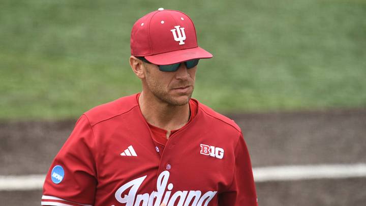 Indiana head coach Jeff Mercer during the NCAA Baseball Tournament Knoxville Regional game against Southern Miss at Lindsey Nelson Stadium on Friday, May 31, 2024 in Knoxville, Tenn.