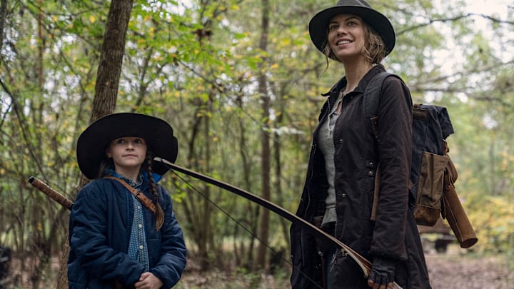 Lauren Cohan as Maggie and Cailey Fleming as Judith Grimes in The Walking Dead season 10 