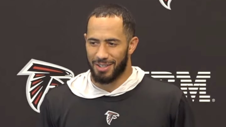 Atlanta Falcons safety Jessie Bates speaks to the media on Friday, November 15, 2024. 