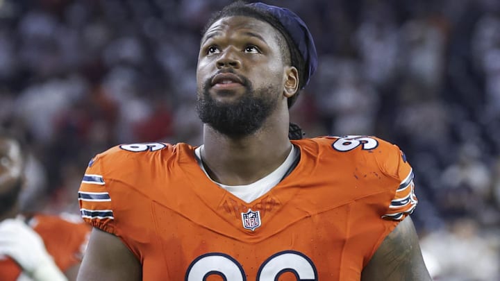  Chicago Bears defensive tackle Zacch Pickens (96) after the game against the Houston Texans at NRG Stadium.