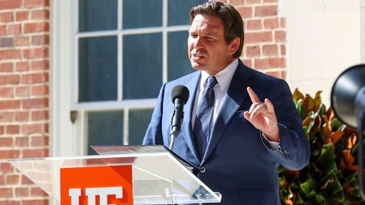 Florida Gov. Ron DeSantis speaks at the ground breaking of the University of Florida's new Hamilton School at the former UF infirmary building on Nov. 19, 2025, in Gainesville. The Hamilton School will be dedicated to traditional civics education and history. Florida Gov. Ron DeSantis speaks at the ground breaking of the University of Florida's new Hamilton School at the former UF infirmary building on Nov. 19, 2025, in Gainesville. The Hamilton School will be dedicated to traditional civics education and history.