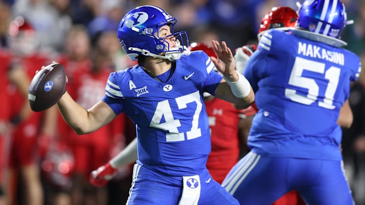 BYU Cougars quarterback Bear Bachmeier (47) BYU Cougars quarterback Bear Bachmeier (47)