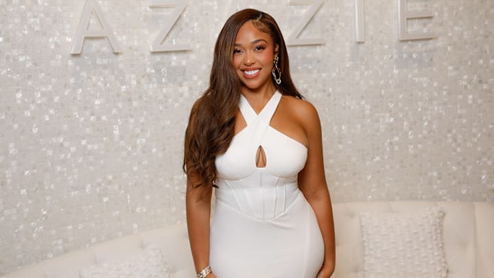 Jordyn Woods attends Azazie Midsummer Soiree Event in Los Angeles, California, August 6, 2024. 