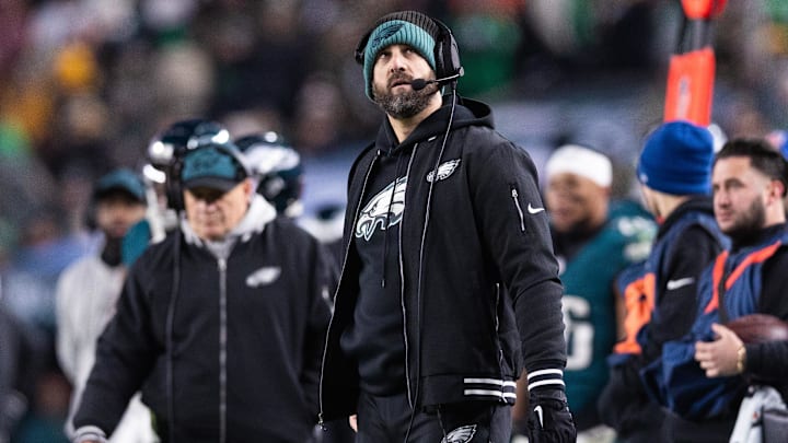 Dec 15, 2024; Philadelphia, Pennsylvania, USA; Philadelphia Eagles head coach Nick Sirianni looks on against the Pittsburgh Steelers at Lincoln Financial Field.