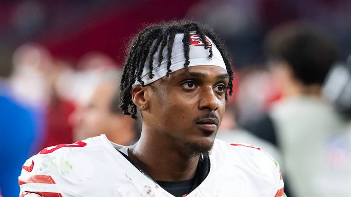 Glendale, Arizona, USA; San Francisco 49ers wide receiver Jacob Cowing (19) against the Arizona Cardinals at State Farm Stadium. Mandatory Credit: Mark J. Rebilas-Imagn Images