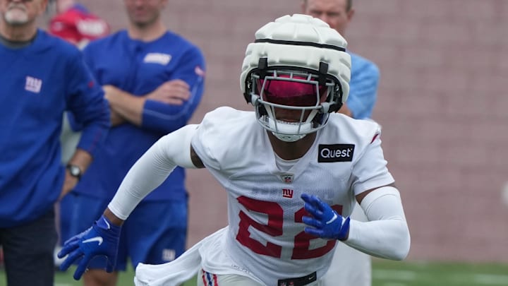 East Rutherford, NJ -- July 24, 2024 -- Cornerback, Dru Phillips during the first day of training camp for the 2024 New York Giants.