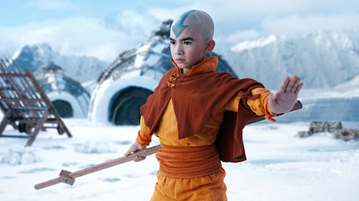 Avatar: The Last Airbender. Gordon Cormier as Aang in episode 101 of Avatar: The Last Airbender. Cr. Robert Falconer/Netflix © 2023