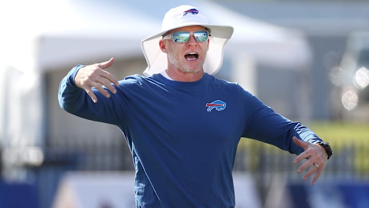 Bills head coach Sean McDermott during a training camp practice in 2019. Bills head coach Sean McDermott during a training camp practice in 2019.