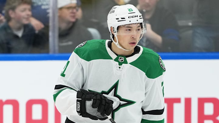 Apr 13, 2026; Toronto, Ontario, CAN; Dallas Stars left wing Jason Robertson (21) skates during the warmup before a game against the Toronto Maple Leafs at Scotiabank Arena. Mandatory Credit: Nick Turchiaro-Imagn Images Apr 13, 2026; Toronto, Ontario, CAN; Dallas Stars left wing Jason Robertson (21) skates during the warmup before a game against the Toronto Maple Leafs at Scotiabank Arena. Mandatory Credit: Nick Turchiaro-Imagn Images