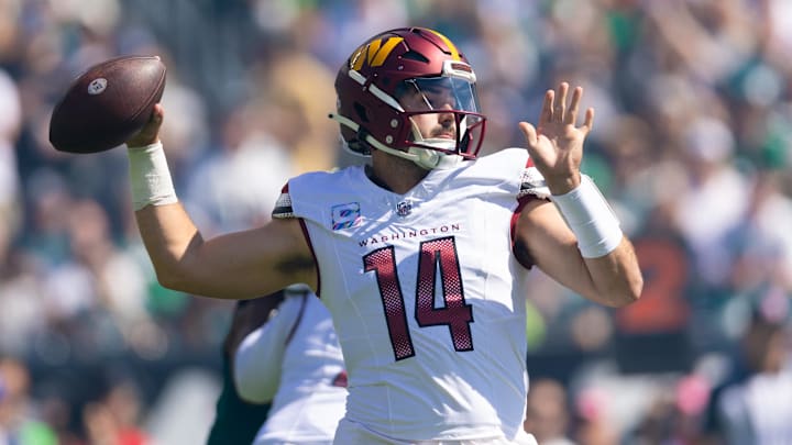 Washington Commanders quarterback Sam Howell (14).