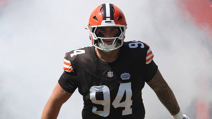 Sep 7, 2025; Cleveland, Ohio, USA; Cleveland Browns defensive tackle Mason Graham (94) is introduced before a game against the Cincinnati Bengals at Huntington Bank Field. Mandatory Credit: Scott Galvin-Imagn Images