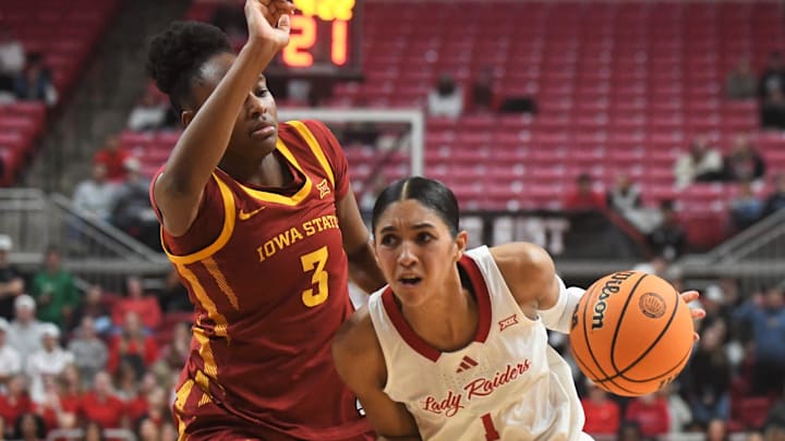 Texas Tech's Jalynn Bristow dribbles against Iowa State