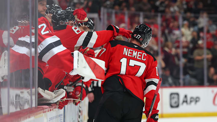 New Jersey Devils defenseman Simon Nemec (17): Ed Mulholland-Imagn Images New Jersey Devils defenseman Simon Nemec (17): Ed Mulholland-Imagn Images