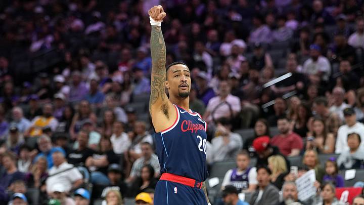 Apr 5, 2026; Sacramento, California, USA; LA Clippers forward John Collins (20) follows through after shooting a three-point basket against the Sacramento Kings during the third quarter at Golden 1 Center. Mandatory Credit: Darren Yamashita-Imagn Images Apr 5, 2026; Sacramento, California, USA; LA Clippers forward John Collins (20) follows through after shooting a three-point basket against the Sacramento Kings during the third quarter at Golden 1 Center. Mandatory Credit: Darren Yamashita-Imagn Images