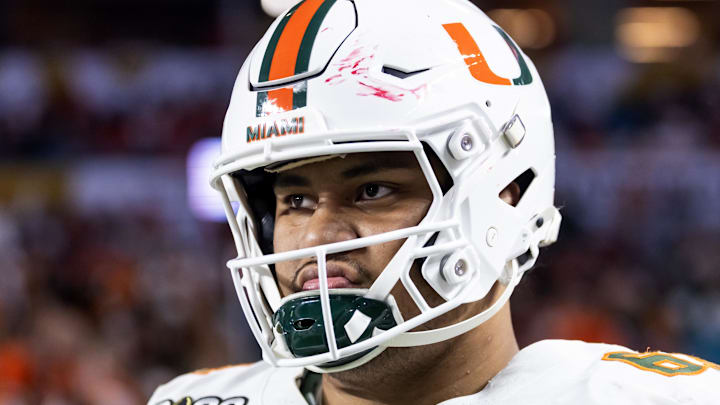 Miami Hurricanes offensive lineman Francis Mauigoa