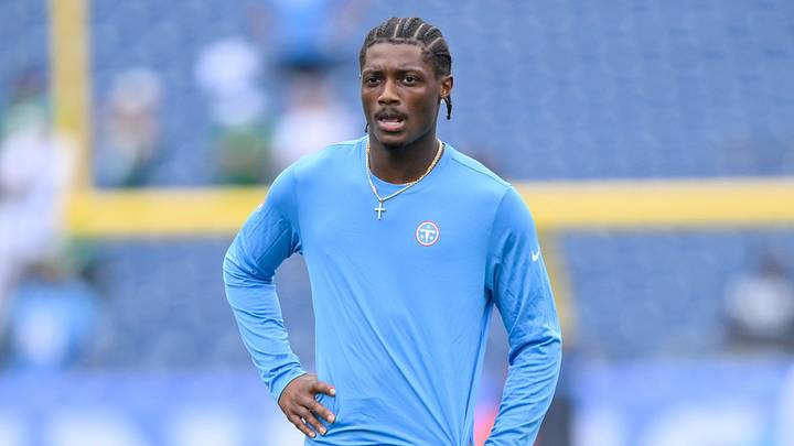Sep 20, 2026; Nashville, Tennessee, USA; Tennessee Titans wider receiver Carnell Tate (14) during pre-game warmups against the Philadelphia Eagles at Nissan Stadium. Mandatory Credit: Steve Roberts-Imagn Images Sep 20, 2026; Nashville, Tennessee, USA; Tennessee Titans wider receiver Carnell Tate (14) during pre-game warmups against the Philadelphia Eagles at Nissan Stadium. Mandatory Credit: Steve Roberts-Imagn Images